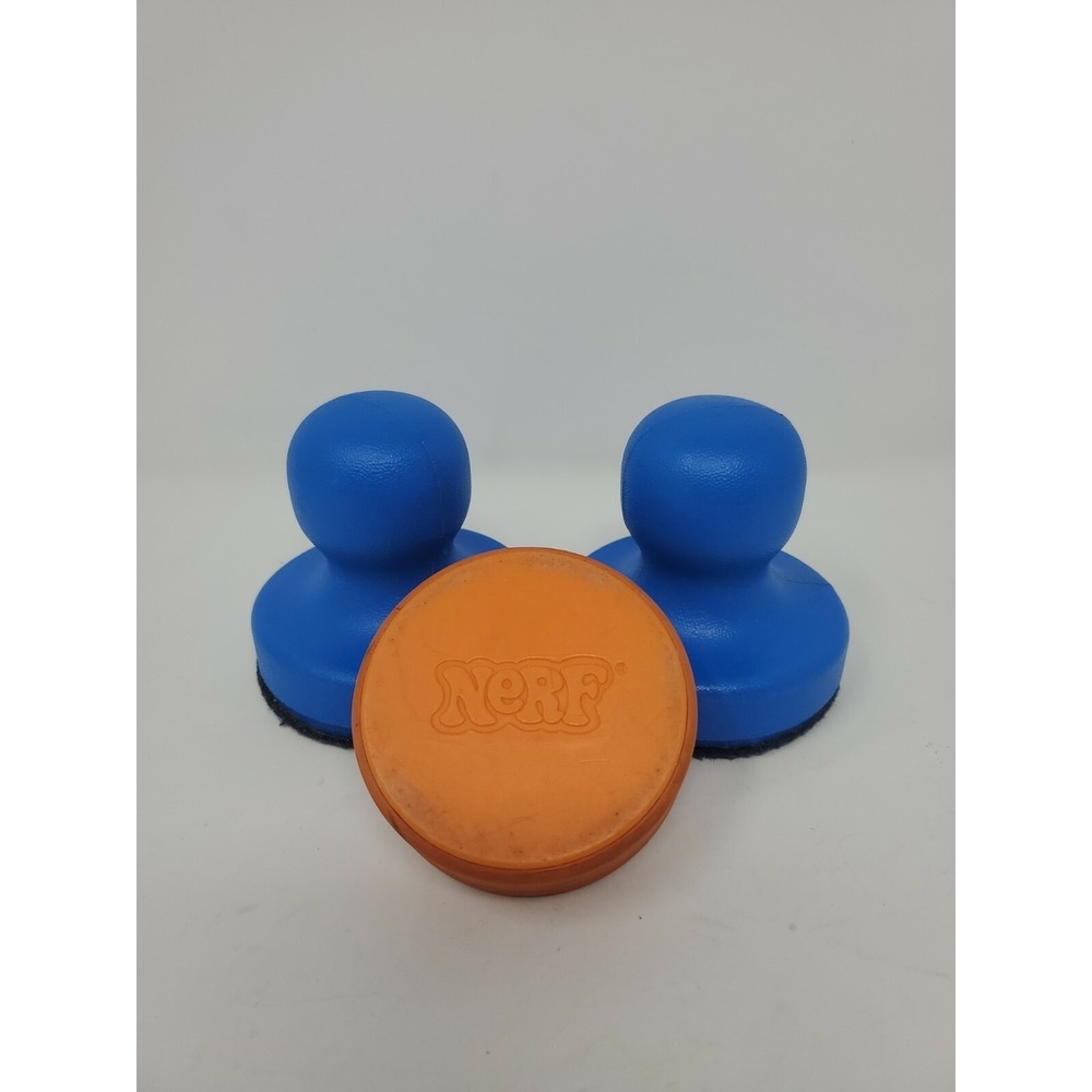 Nerf Table Hockey Game‎ Replacement Parts 2 Strikers & Puck Vintage 1987